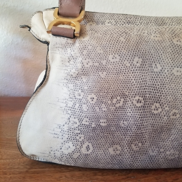 Chloe Marcie Medium Lizard Embossed Satchel Handbag Crossbody Bag - Picture 6 of 17